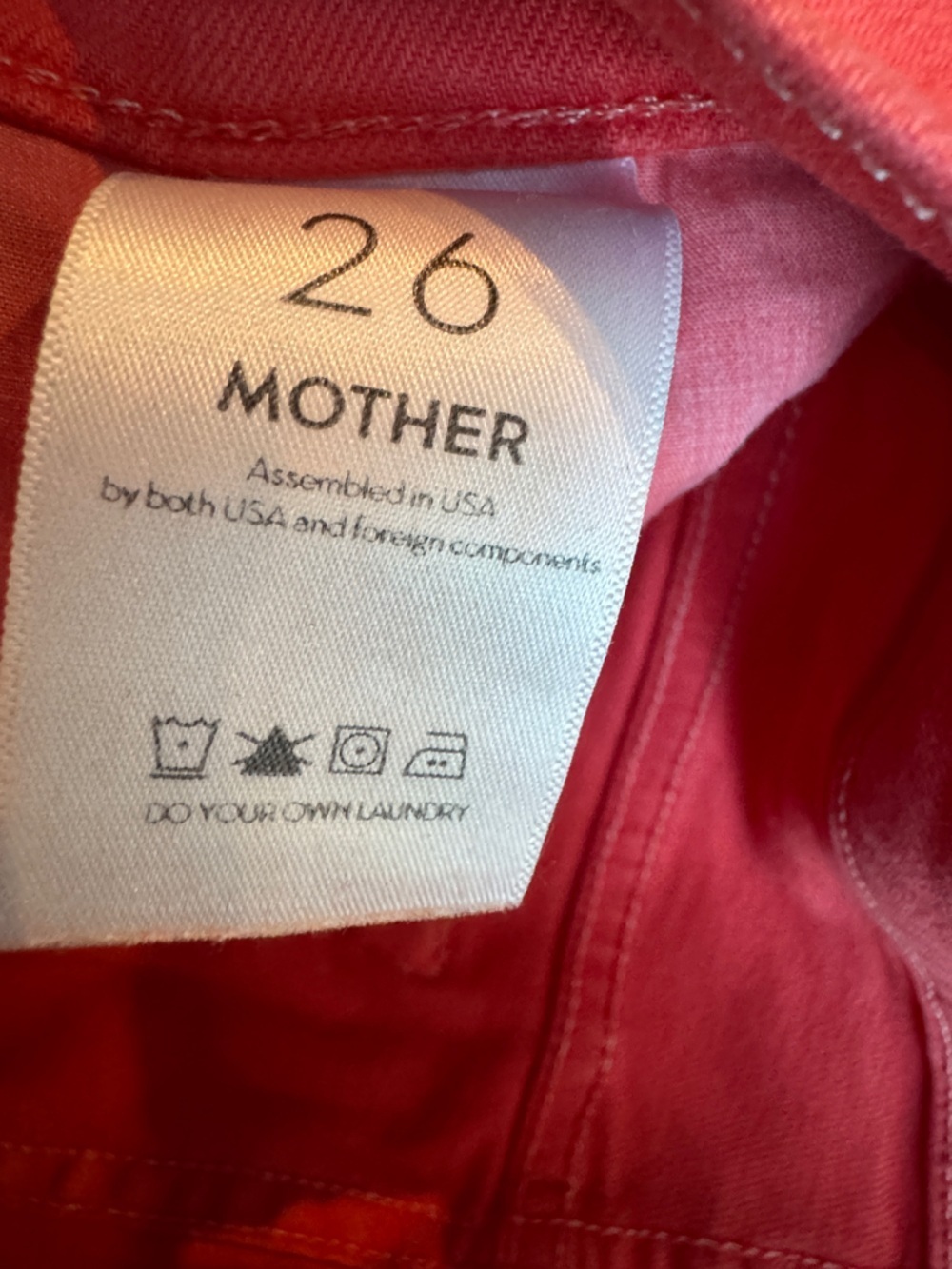 Mother Womens Sz 26 Tomato Red The Stunner Ankle Fray Hem Denim Jeans - Picture 6 of 15
